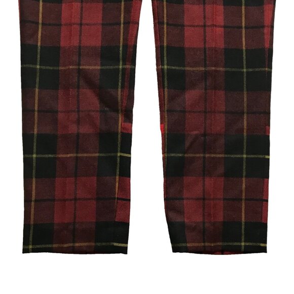 Valentino Plaid Straight Leg Virgin Wool Pants Trousers Womens 46 10 Red Black - Picture 7 of 12